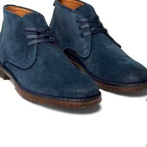 John Varvatos Star USA 
Heel Low 1"-2"
Suede blue Chukka Boot